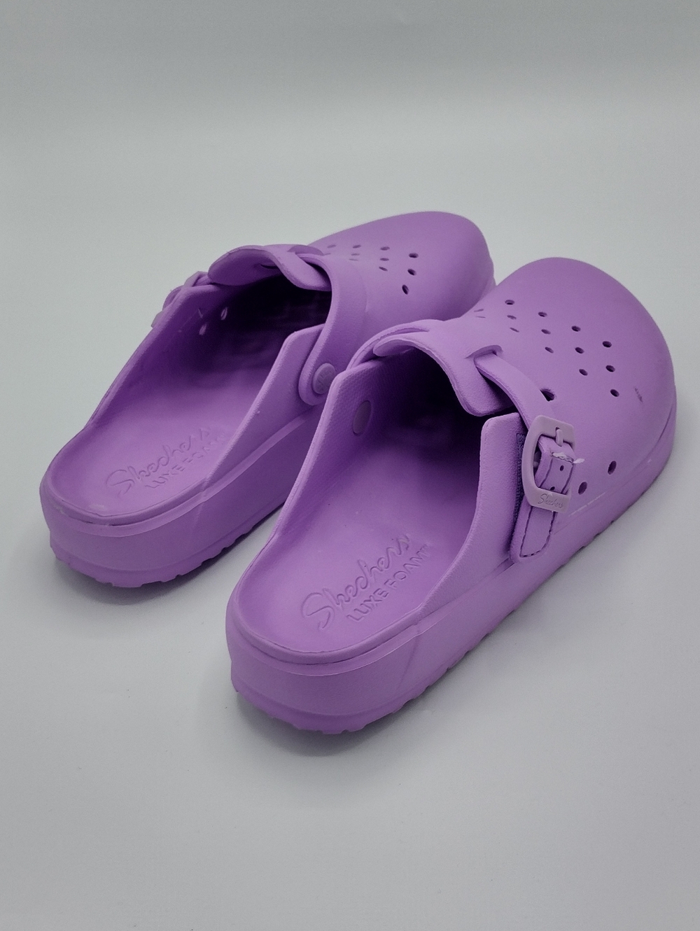 Skechers Women's Clogs Luxe Foam Slip On Purple Clogs Comfort Shoes Size 9 - Picture 3 of 7